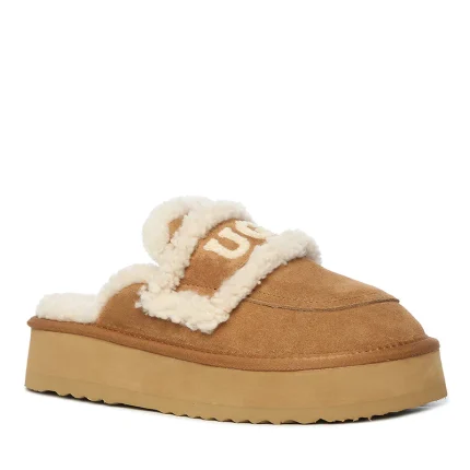 UGG Trisha Fluffy Platform Scuff chestnut